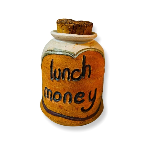 Vintage Pottery Jar “Lunch Money” Piggy Bank - Picture 1 of 1